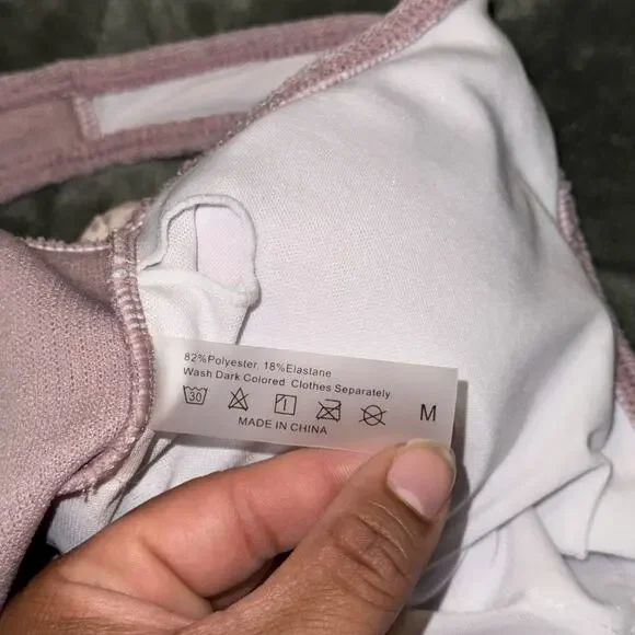 One-Piece Swimsuit Women's Medium Mauve Purple Polka Dot Cut Outs Swimwear - Picture 5 of 7